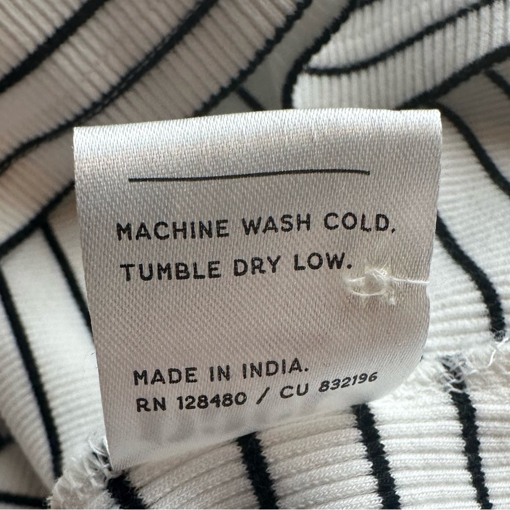 Pact Favorite Rib Henley Long Sleeve Top Size Medium White Black Striped Shirt - Picture 11 of 11